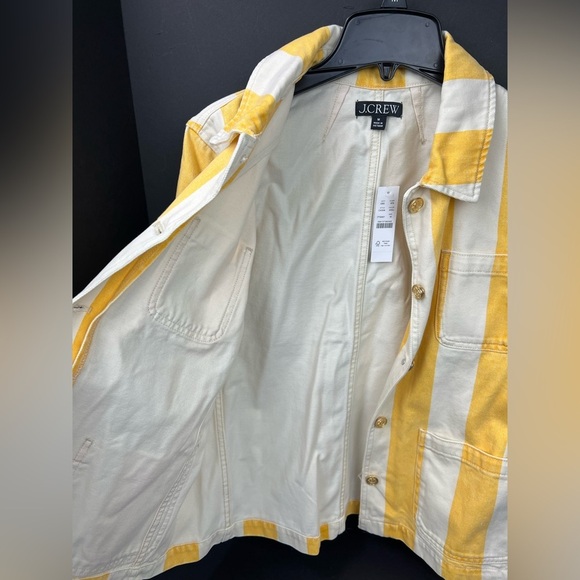 J. Crew Denim chore jacket in stripe Yellow  White Striped, trendy and sold out - Picture 7 of 8